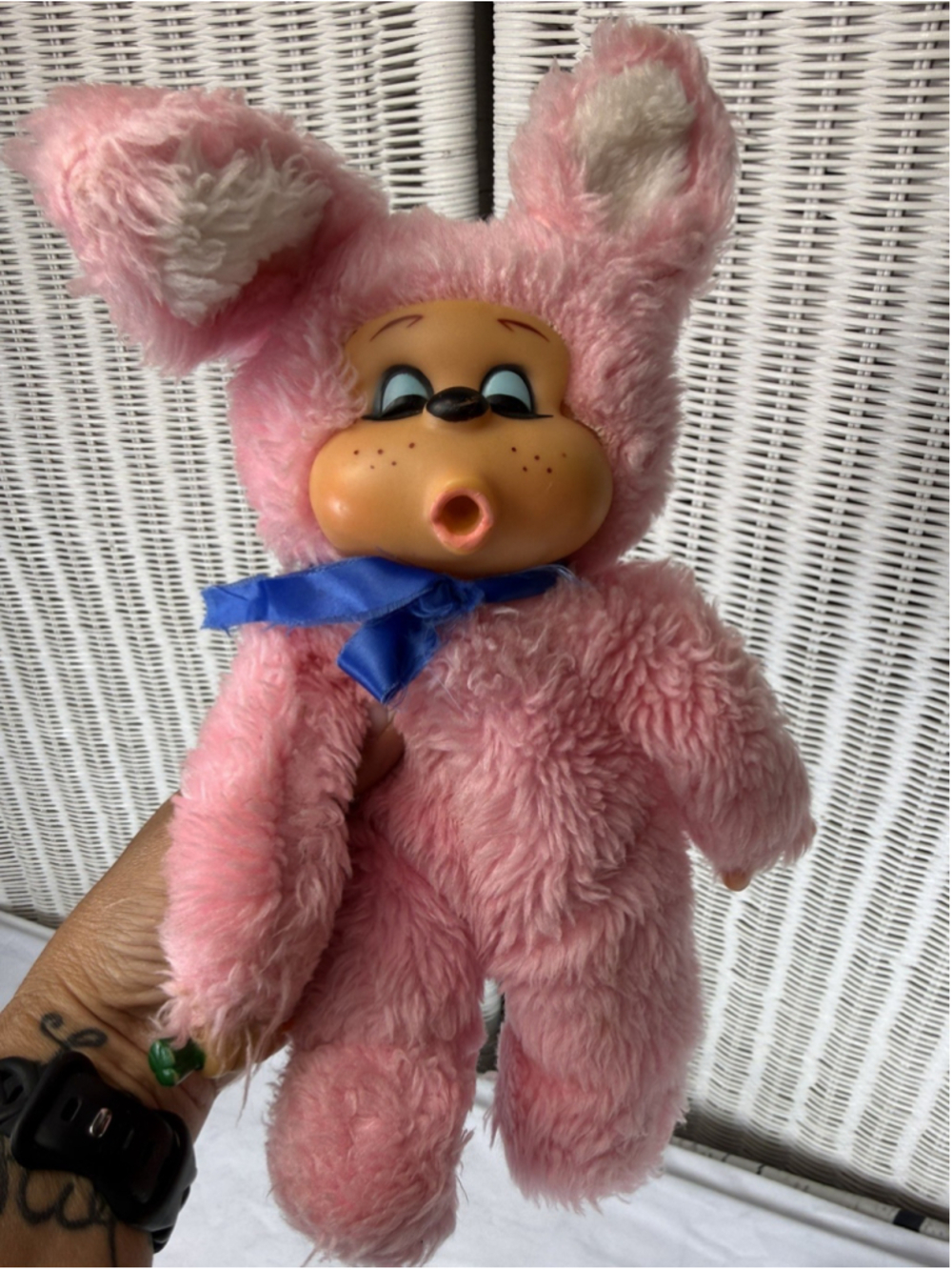 RUSS BERRIE 12" VINTAGE 1977 BON BON PINK THUMB SUCKER STUFFED ANIMAL PLUSH TOY